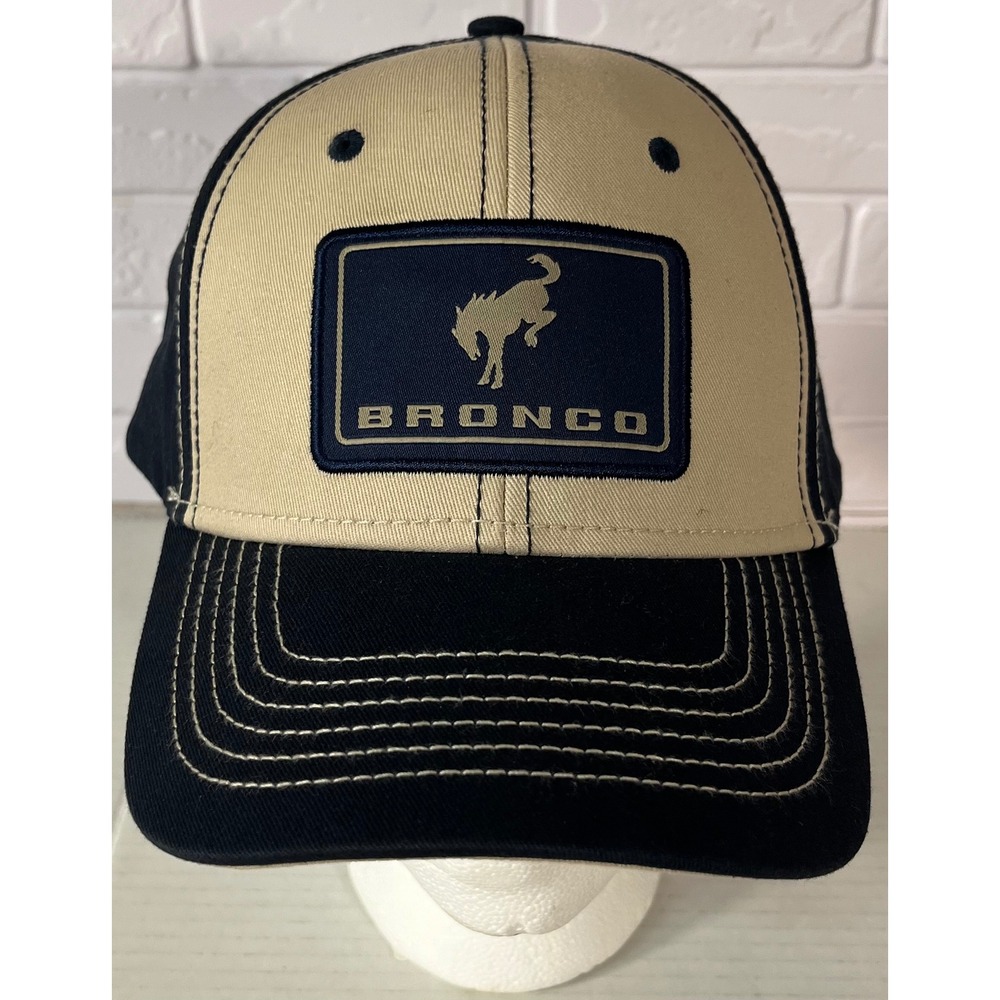 Ford Bronco Baseball Cap Hat Mens OSFA Navy Tan Snapback Patch Logo Trucker